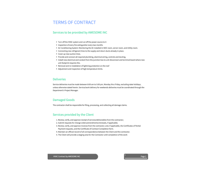 Pest Control Contract template